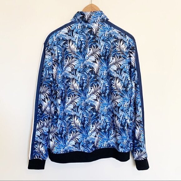 Tallia Sport Blue Tropical Striped Sleeve Athletic Jacket - small - Picture 3 of 9